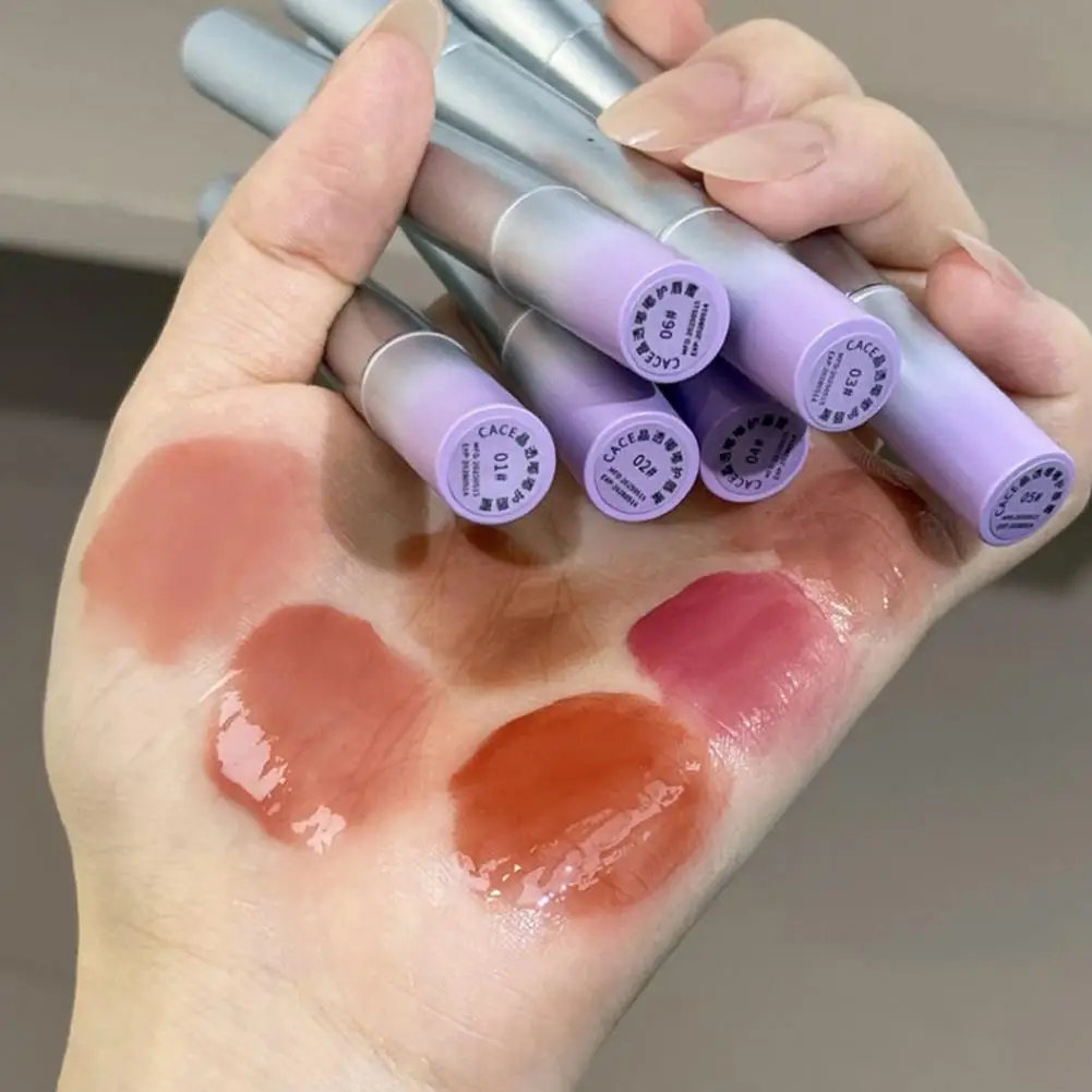 Lucidalabbra Idratante a lunga durata Adatto a tutte le pelli Testa di pennello in ferro Gelatina Lucidalabbra Idratante Tinta per labbra Rossetto Regalo