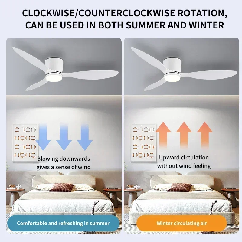 Modern Ceiling Fan, LED Light, DC Motor, High Air Volume Remote Control, Kitchen, Bedroom, Dining Room, Terrace, Pendant Light