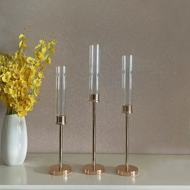 

IMUWEN Metal Candle Holder Gold Fashion Wedding Candle Stand Exquisite Candlestick Table Home Decor