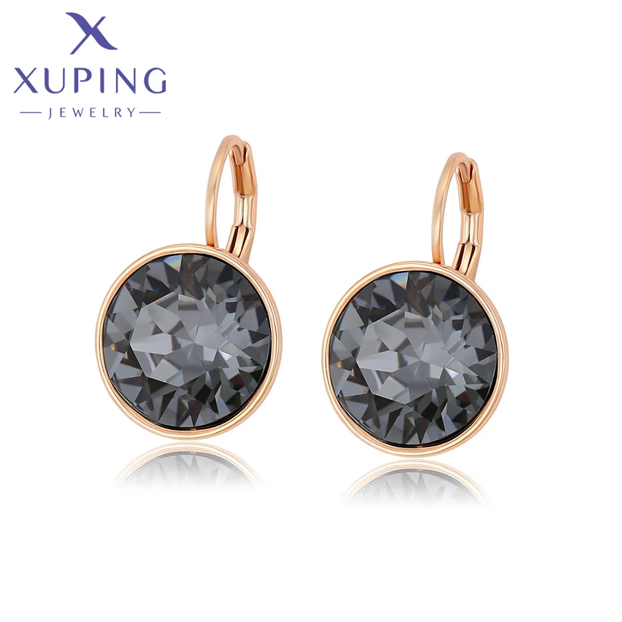 Xuping Jewelry New Trendy Elegant Charm Style Round Crystal Stone Earring Gold Color Earrings for Women Girl Jewellery Gift