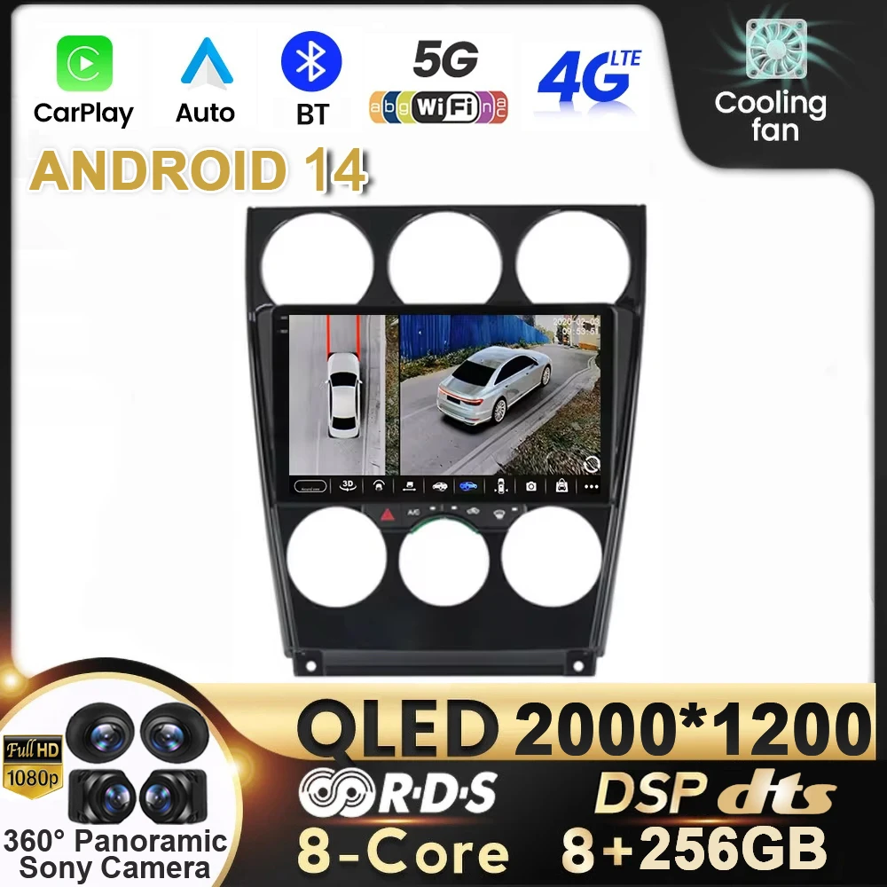 

Android 14 2Din Carplay Car Multimedia Player For Mazda 6 2004-2015 Car Radio GPS Navigation Auto Radio Stereo Blutooth Player