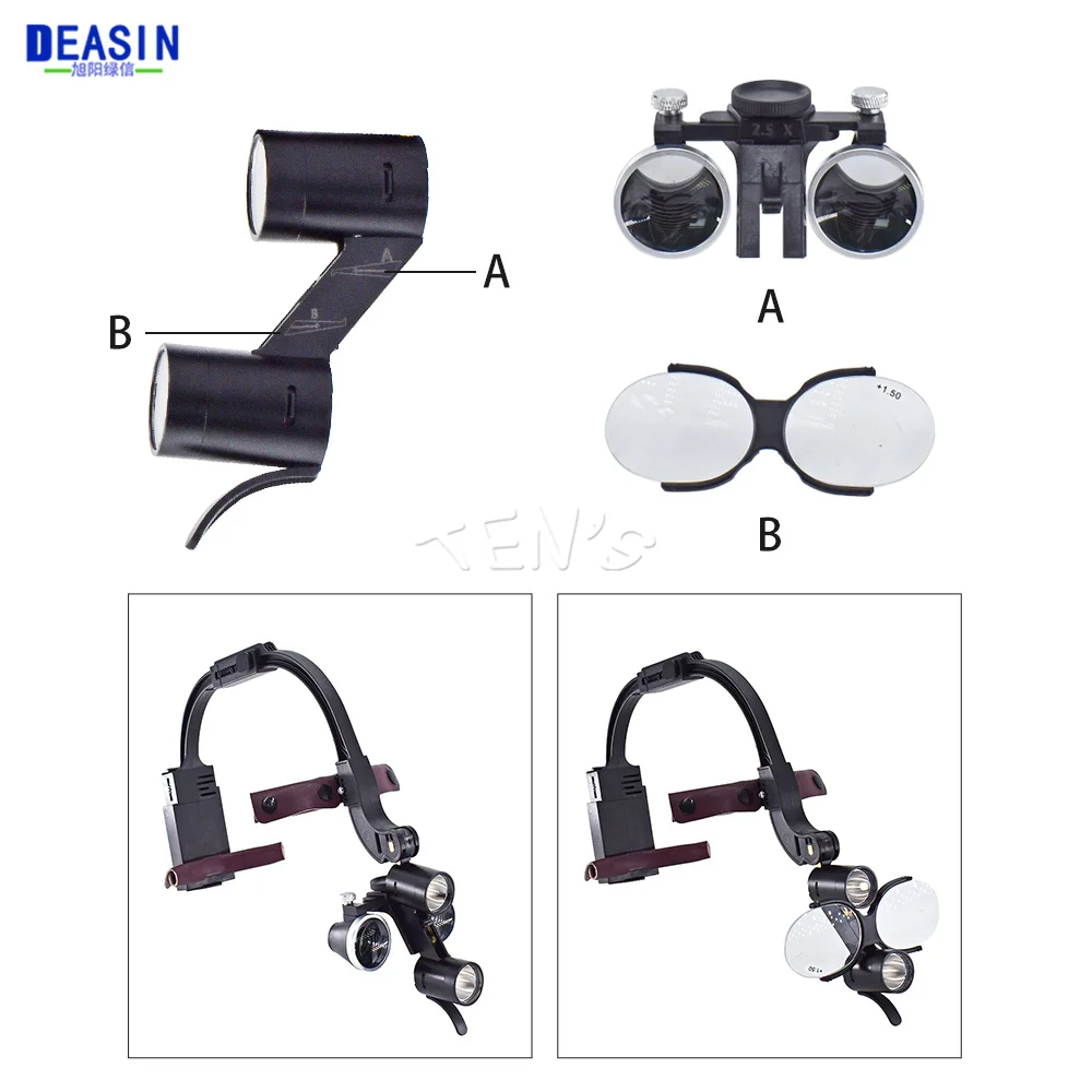 

Dental LED Headlight Binocular Loupes 2.5X/3.5X Headband Ajustable 5W Dentist Surgical Headlamp Dentistry Binocular Magnifier