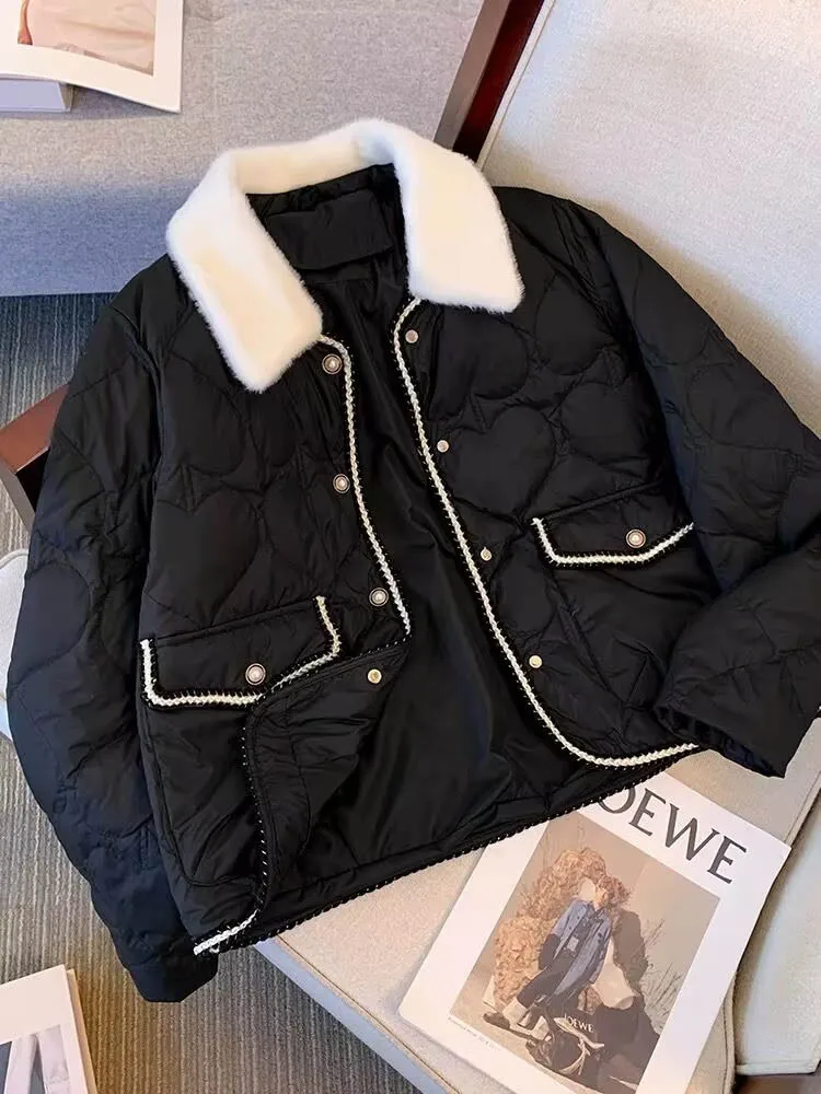 Winter Warme Daunen Baumwolle Outer Koreanische Design Einreiher Verdicken Jacken Tops Frauen Casual Langarm Chaquetas Blusas