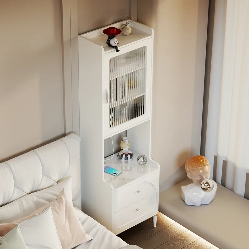 

Cream wind bedside table French light French wabi wind bedroom small apartment bookcase