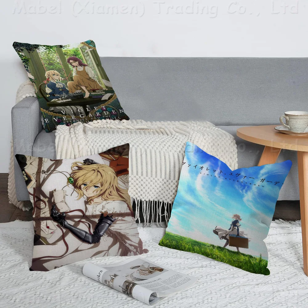 

Violet Evergarden Anime Cushion Cover Car Throw Pillow Case For Sofa Car Christmas Gift 40x40cm 45x45cm