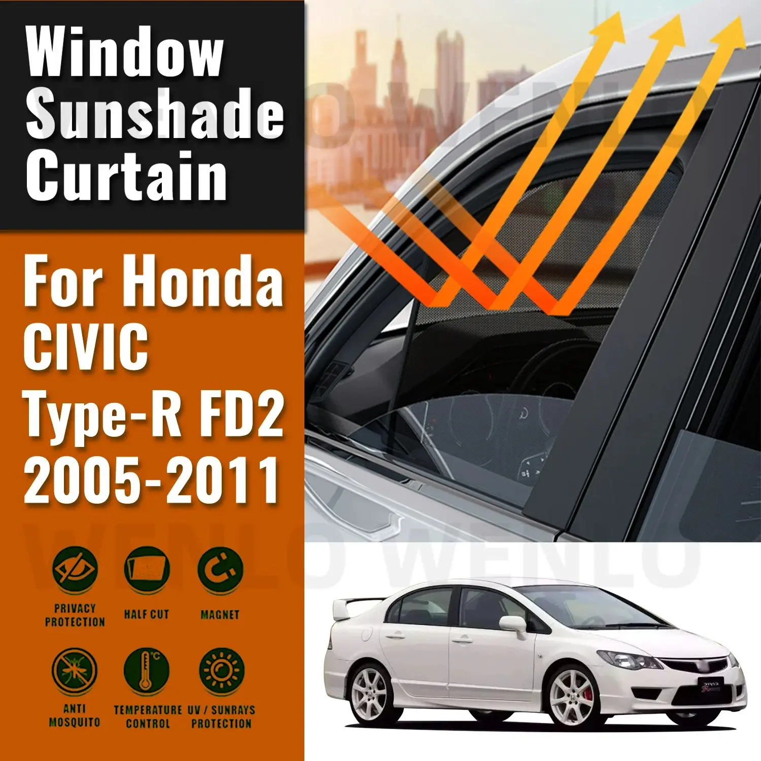 

Для Honda CIVIC Type R FD2 2005-2011 Type-R автомобильный солнцезащитный козырек, передняя и задняя занавеска на лобовое стекло, боковое детское окно, солнцезащитный козырек