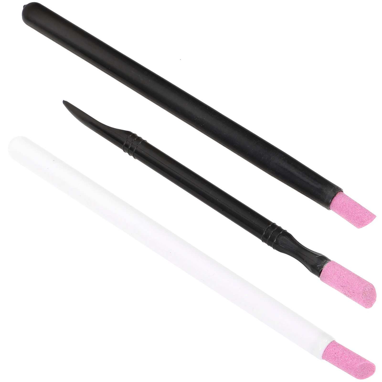 3 szt. Dwustronne pisaki polerskie do usuwania martwego naskórka, narzędzie do skórek, kamień pemza do szlifowania, pisak do grawerowania i naprawy paznokci