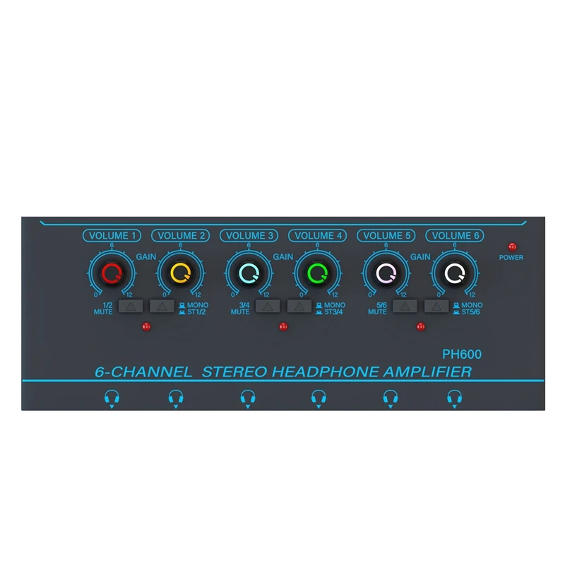 

1 шт. 6-канальный стереоусилитель для наушников мини портативный разветвитель для наушников для студии звукозаписи, синий