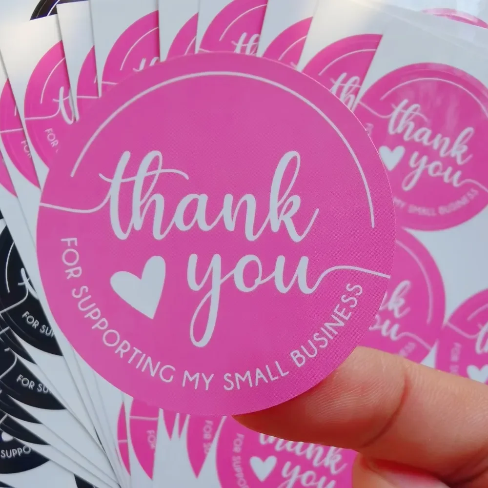 

60 PCS Thank You for Supporting My Small Business Stickers 2'' Round Thank You Stickers Pink Self-Adhesive Labels for Gift Wraps