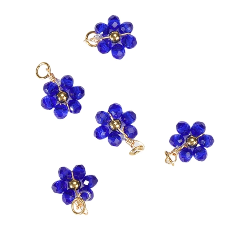 Y4QE Stylish Crystal Bead Necklace Pendant Beautiful Crystal Flower Bead Adornment Stylish Accessory for Jewelry Making