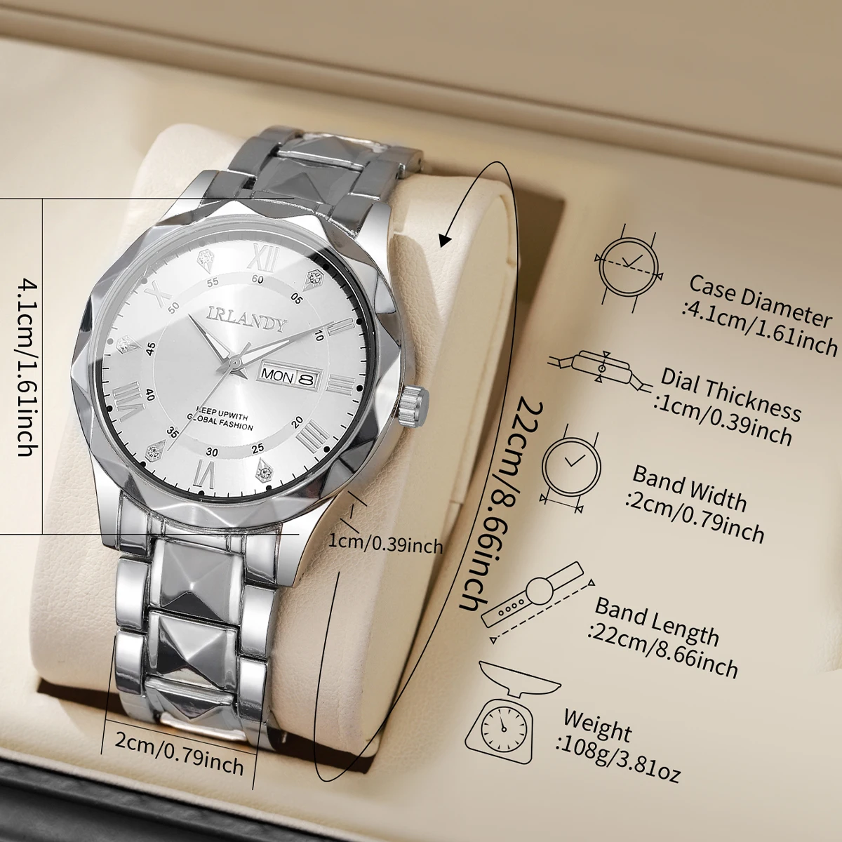 1pc Men's Watch Handsome Charm Roman Scale Calendar Dial Casual Versatile Quartz Watch (Box Not Included)