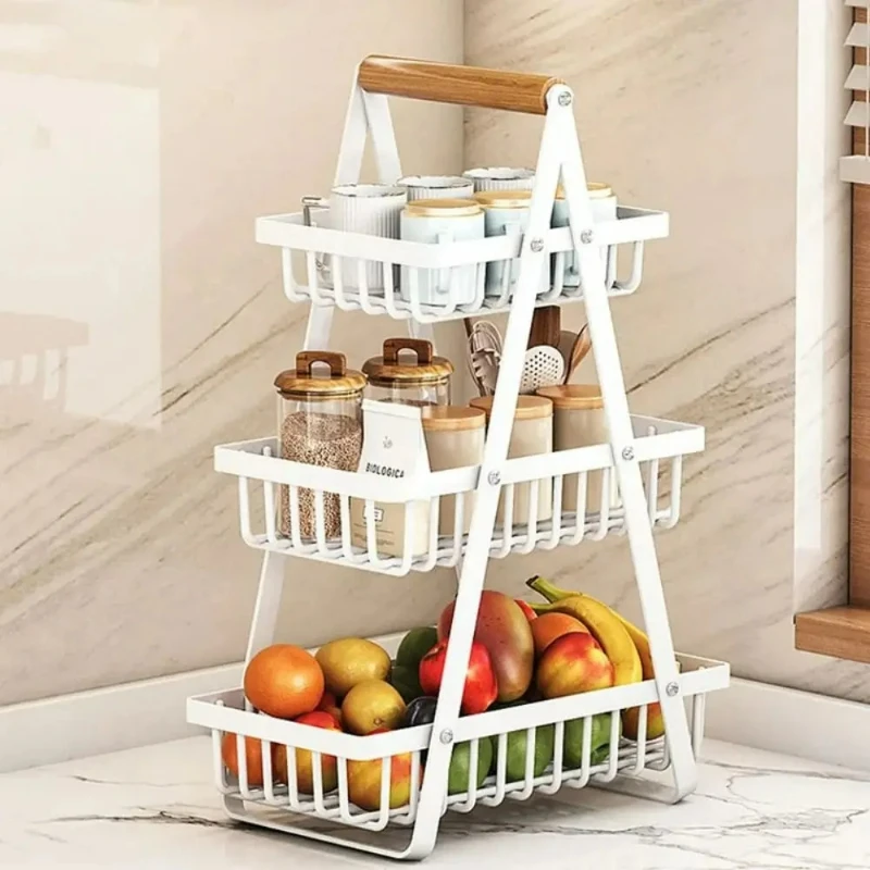 Organisateur de cuisine polyvalent à 3 niveaux, support de rangement pour fruits et objets, gain de place