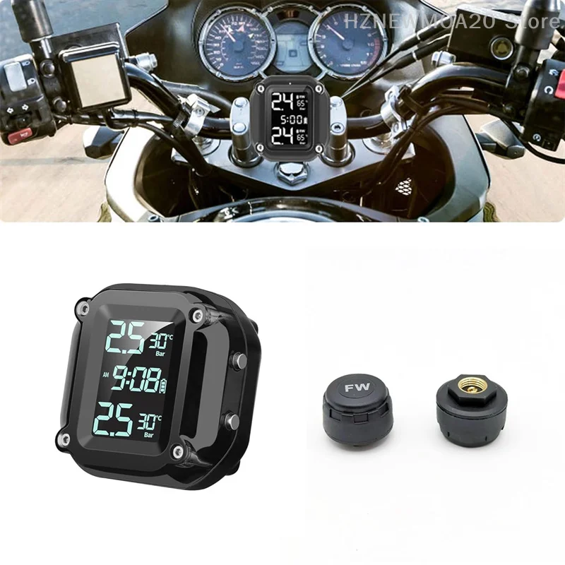 

M5 Мотоцикл TPMS Беспроводная система сигнализации для мониторинга давления в шинах мотоцикла с 2 внешними датчиками 5 методами сигнализации