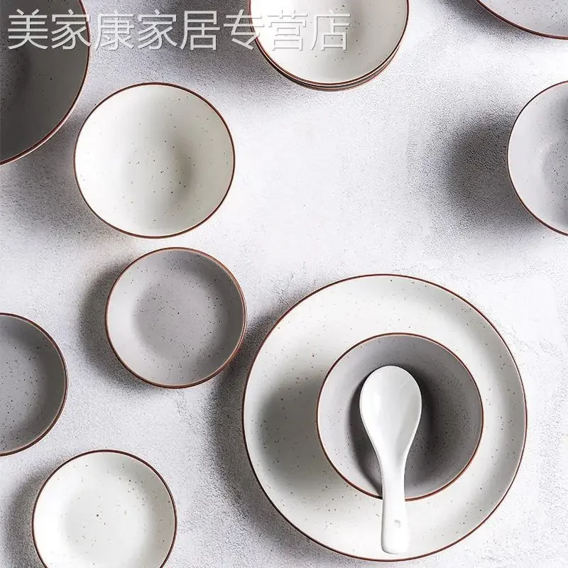 32pcs/set Nordic Style Ceramic Plate Set Family 6 Person Dinner Set Meal Shallow Plate Rice Bowl