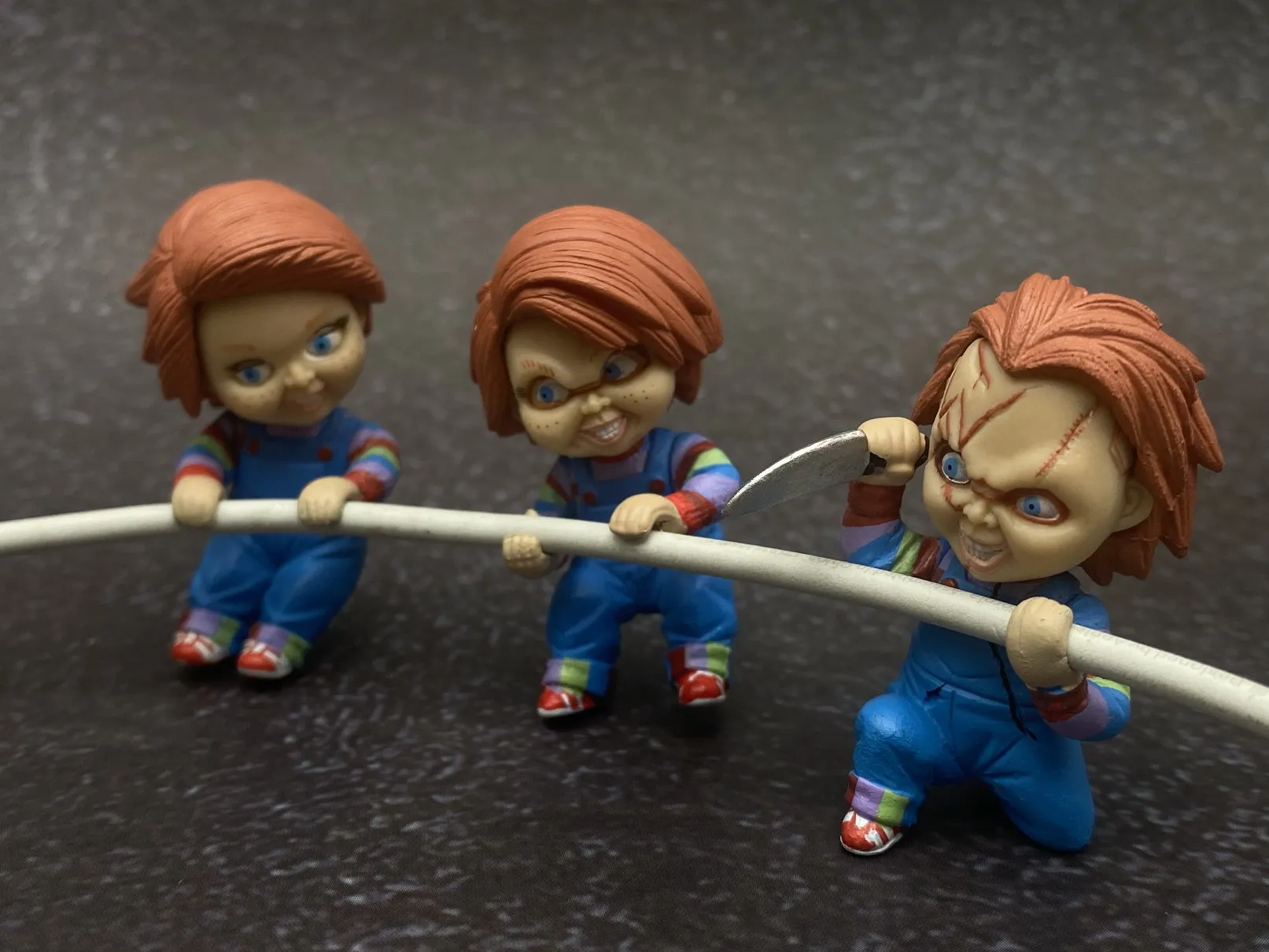 Original MIni Chucky Anime Cartoon Horror Bride Figure Keychain Pendant Collect Movie Film Model Toy Halloween Gift for Adult