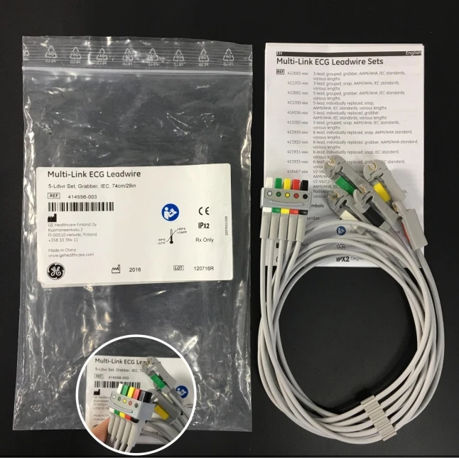 GE Original Multi-Link ECG Leadwire. Replaceable Set, 5-lead, Replaceable Set REF: 414556-003