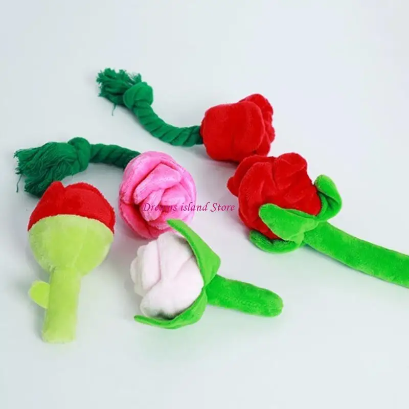 لعبة Squeak Dog Toy Rose Flower Interactive Chew Toy Keep Pet Healthy Hx6c