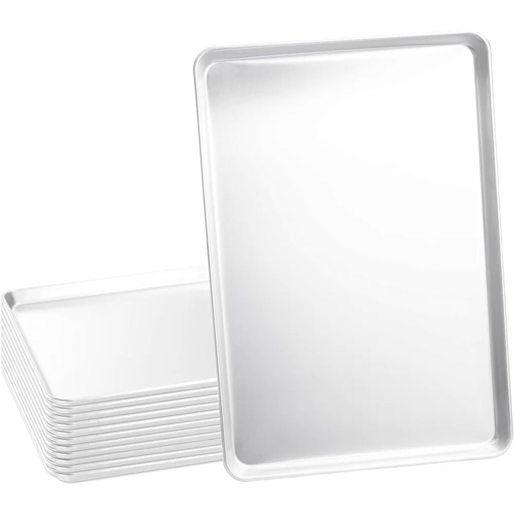 

Commercial Grade 18x26 Inch Aluminum Sheet Pans, 12-Pack for Bakery and Cake Production