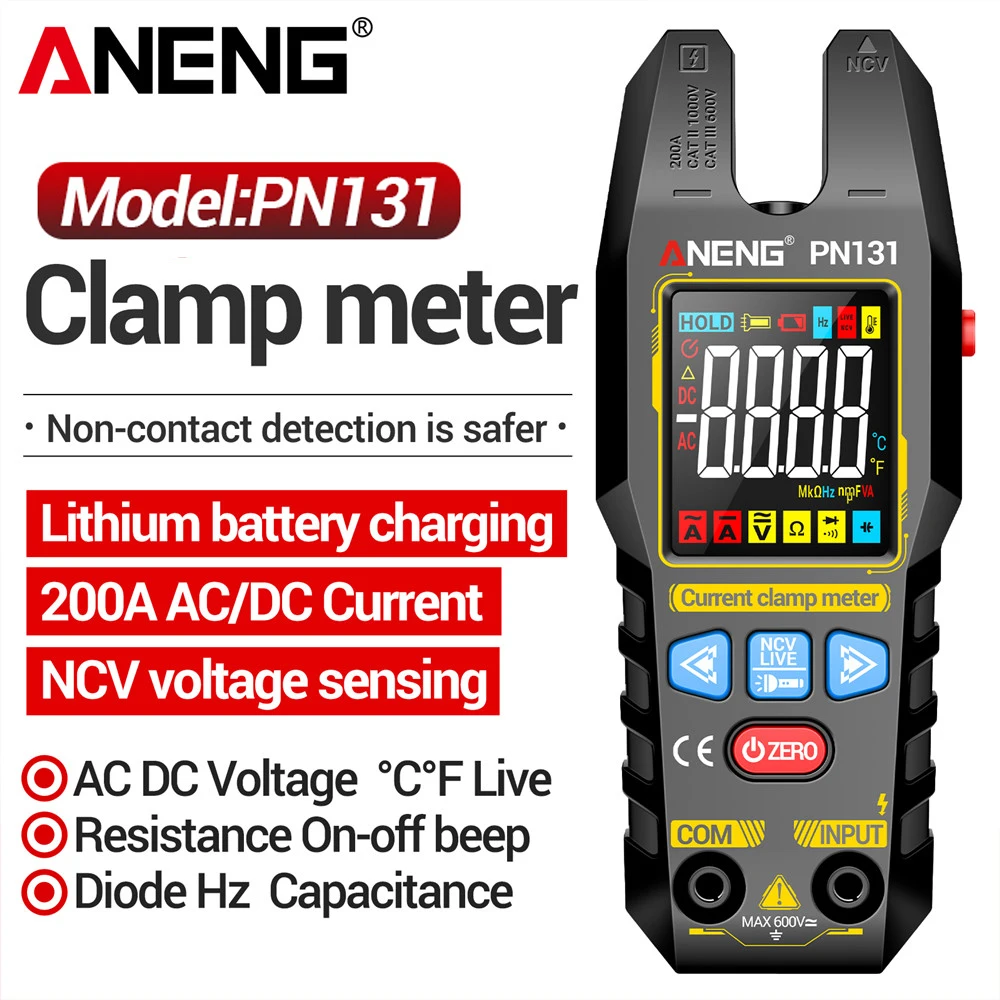 ANENG Clamp Meter Digital Multimeter Rechargeable 4000 Counts AC DC Voltage Current Tester Ohm Capacitance Frequency Volt Amp