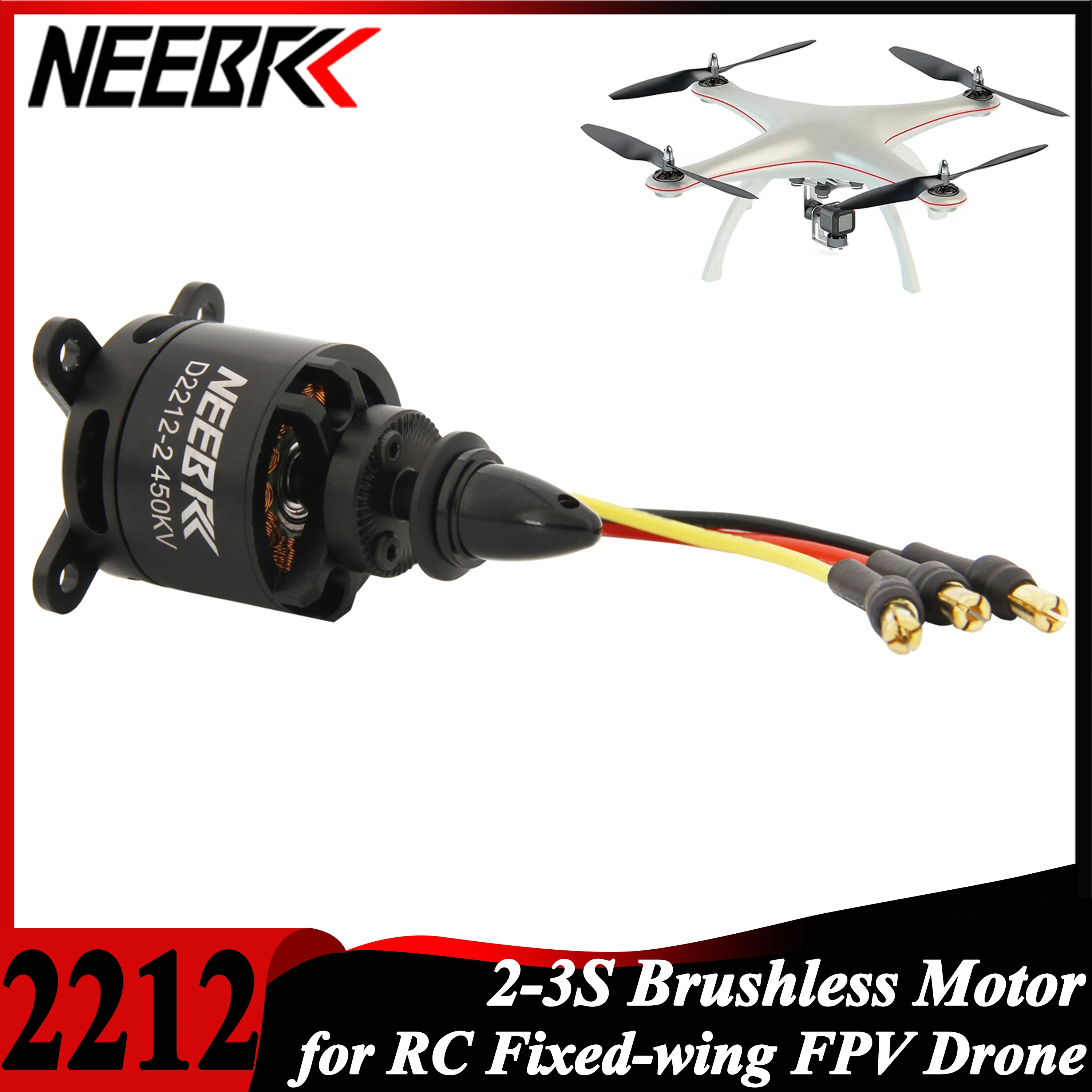 

2212 2450KV Outrunner Brushless Motor 2-3S for RC Fixed-wing FPV Drone Plane Aircraft Multicopter 6040 Propeller Frame Parts