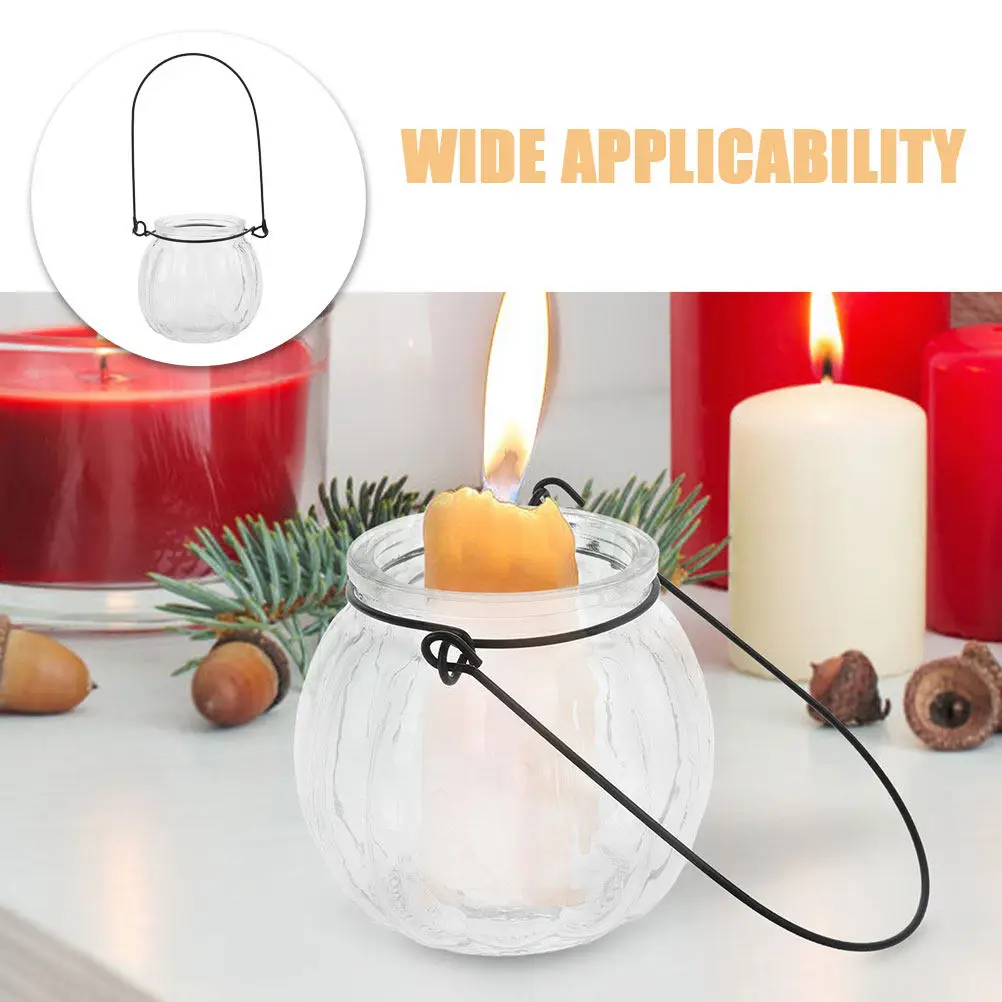 Clear Glass Hanging Pumpkin Holder for Aromatherapy Tealight Candles Decorative Tabletop Centerpiece Modern Home Party