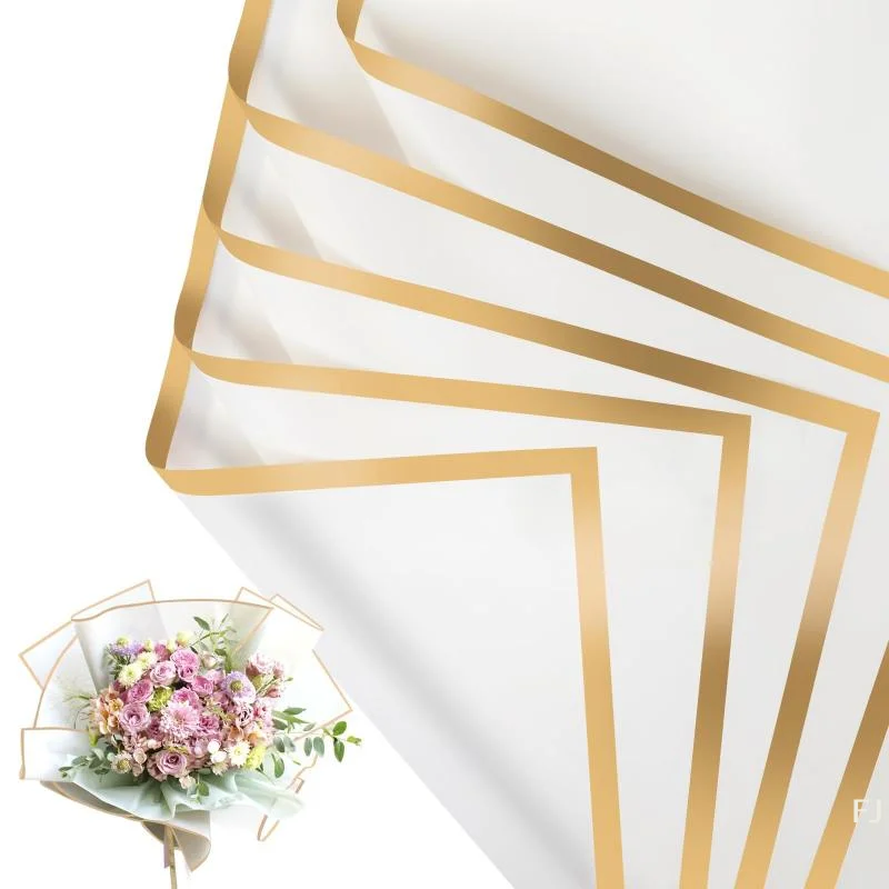 [YU]20 Sheets Gilt Edge Wrapping Paper Flowers Gift Wrapping Material Korean Style Birthday Wedding Florist DIY Wrapping Paper