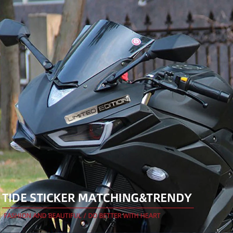 2pcs Motorcycle Accessories Sticker Silver Black Fuel Tank Universal Sticker Waterproof Limited Edition Car Tuning Decoration