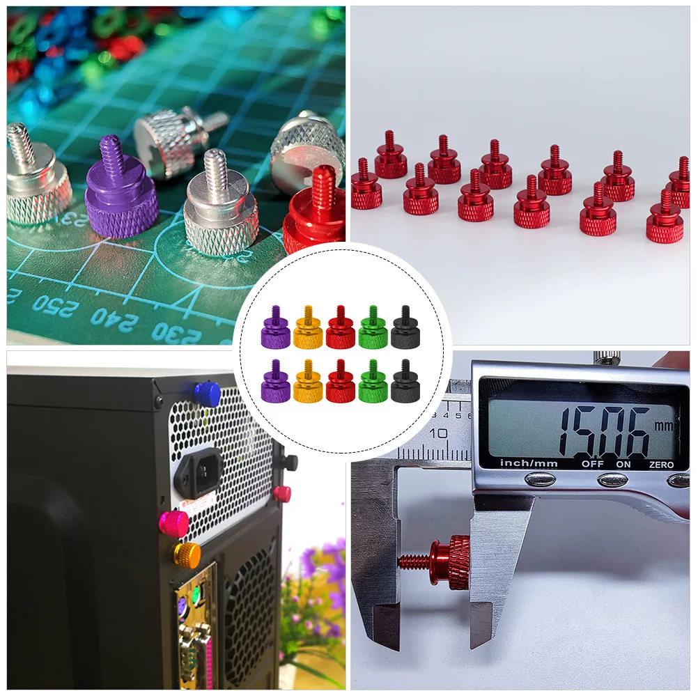 

10pcs Colorful Screws For Computer Chassis 6#-32 Knurled Thumbscrews Replacement Tool-Free Installation Fasteners Computer Case