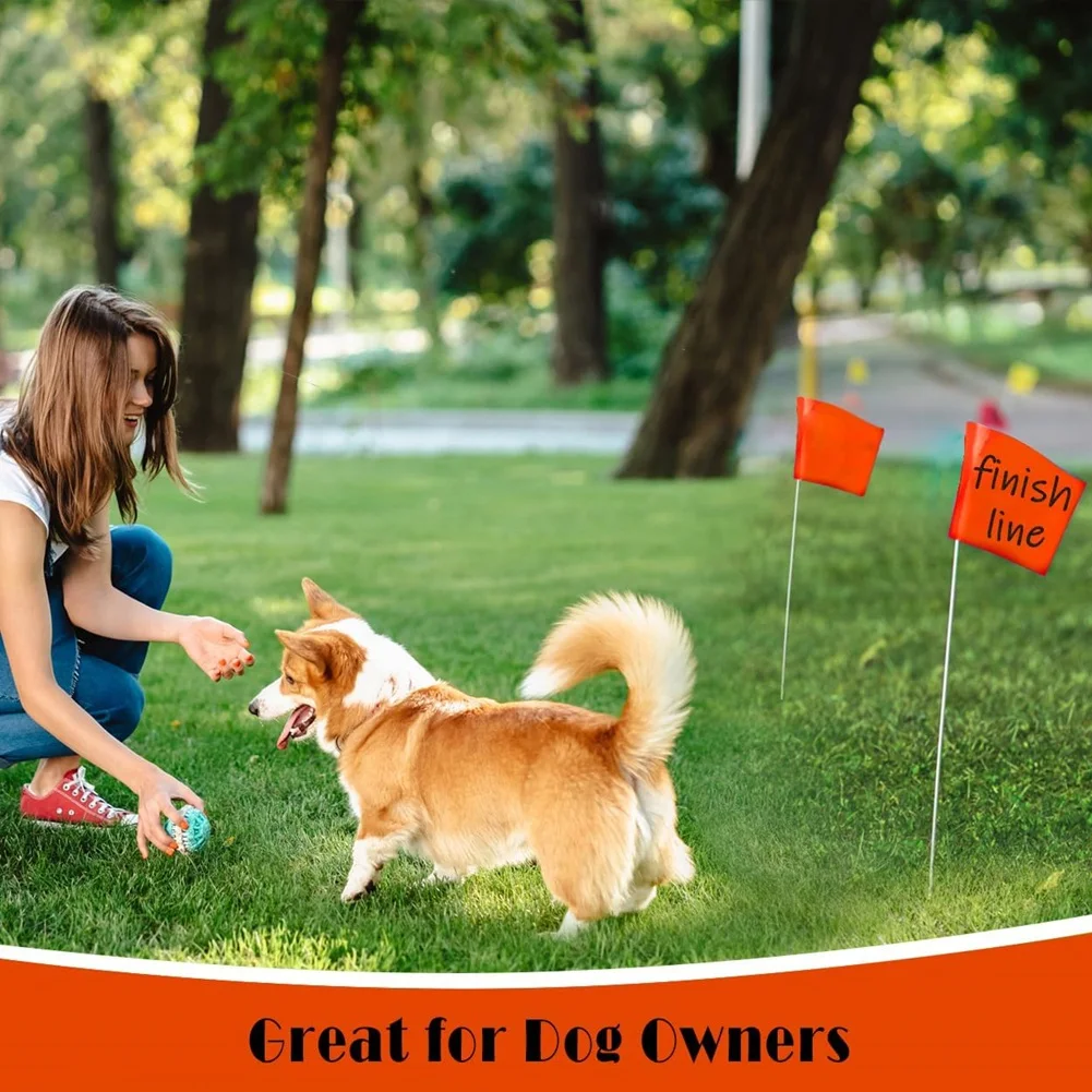 For Lawn& Irrigation& Landscape& Sprinkleer& Survey Fluorescent Orange Marking Flags 100Pack, 15X4x5