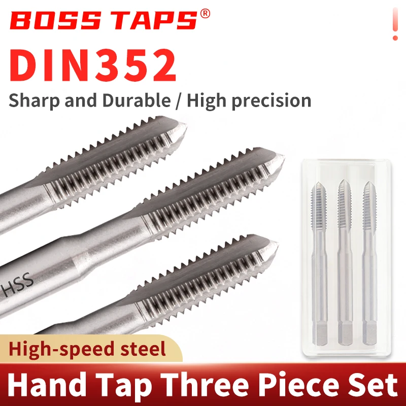 

Набор метрических ручных метчиков BOSS TAPS DIN352 (3 шт.): M3, M4, M5, M6, M8-M20, прямые резьбовые метчики, набор сверл, ручные инструменты для электроинструментов