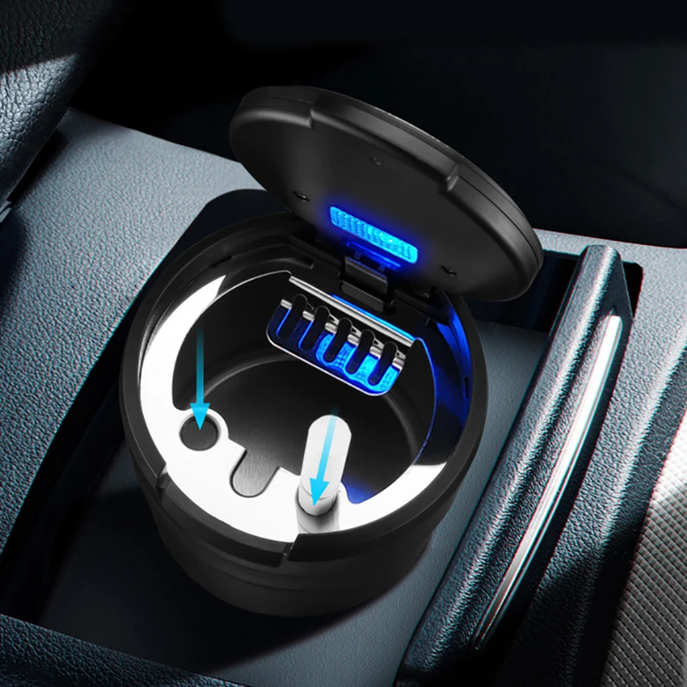 HEISS: Auto-Aschenbecher mit LED-Licht, Münz- und Abfallbehälter, Zigarrenaschenbecher, Auto-Styling-Zubehör