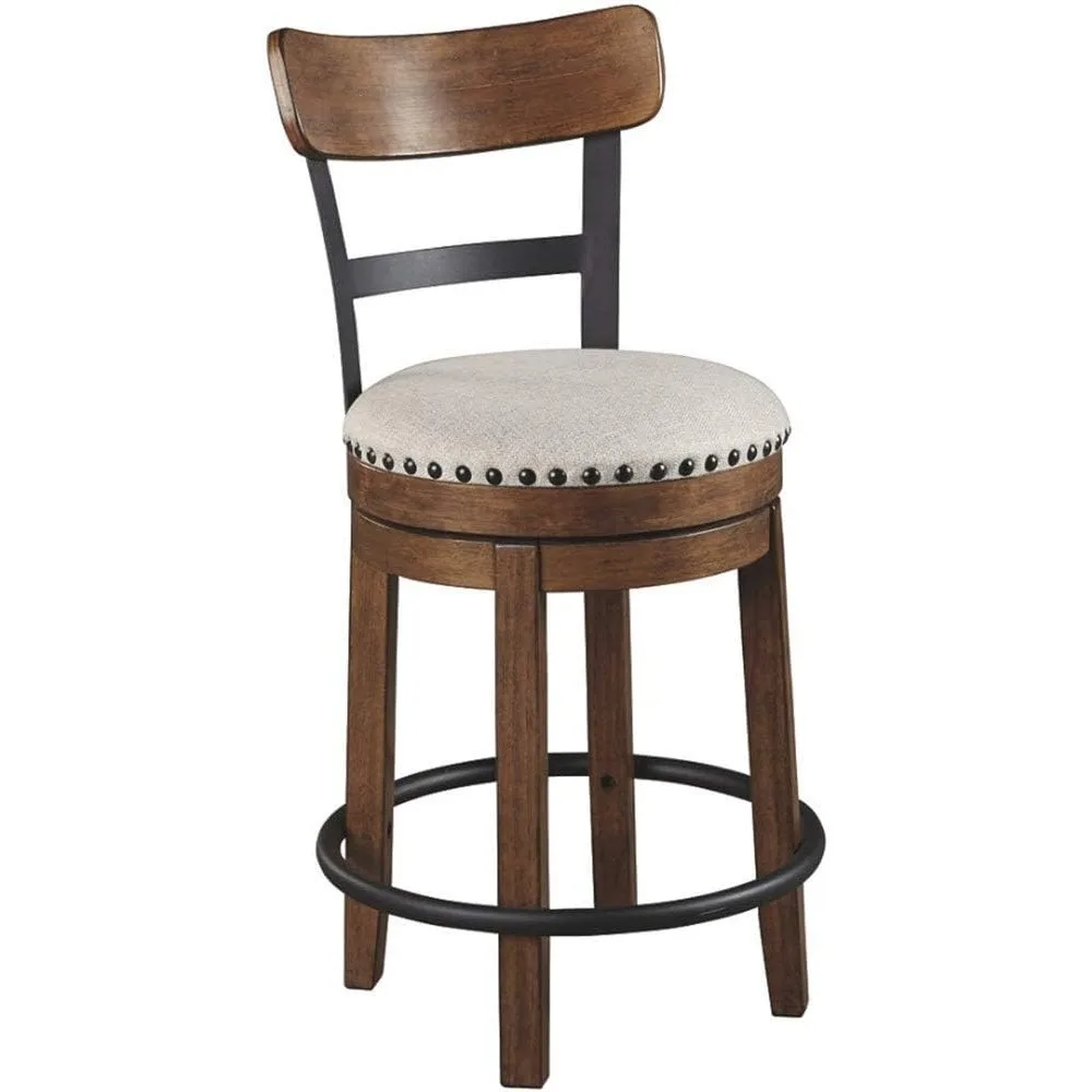 Valebeck Rustic Farmhouse 24.5” Counter Height Swivel Bar Stool, Brown