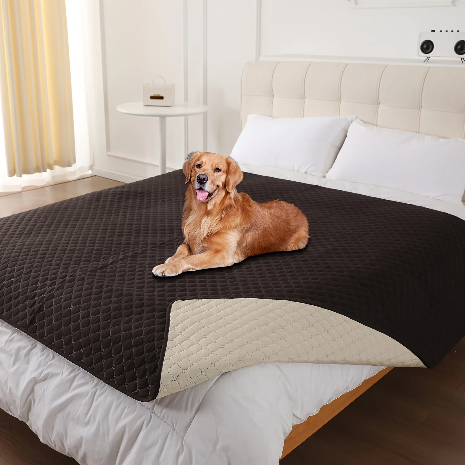 Water-Resistant Plaid Pet Bed Mat, Polyester Fiber Square Dog Bed Pad with Non-Slip Backing, Reversible  Protector for Extra Sma