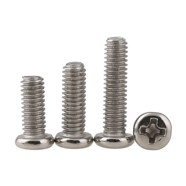 10~500Pcs Round Head Screws M1 M1.2 M1.4 M1.6~M8 Nickel Plated Carbon Steel Cross Phillips Round Pan Head Screw Bolt