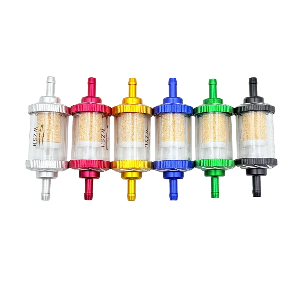Modified Universal 6mm Inline Fuel Filter Aluminum Alloy Sheel Copper Core For Motorcycle Scooter ATV Dirt Pit Bike Motocross