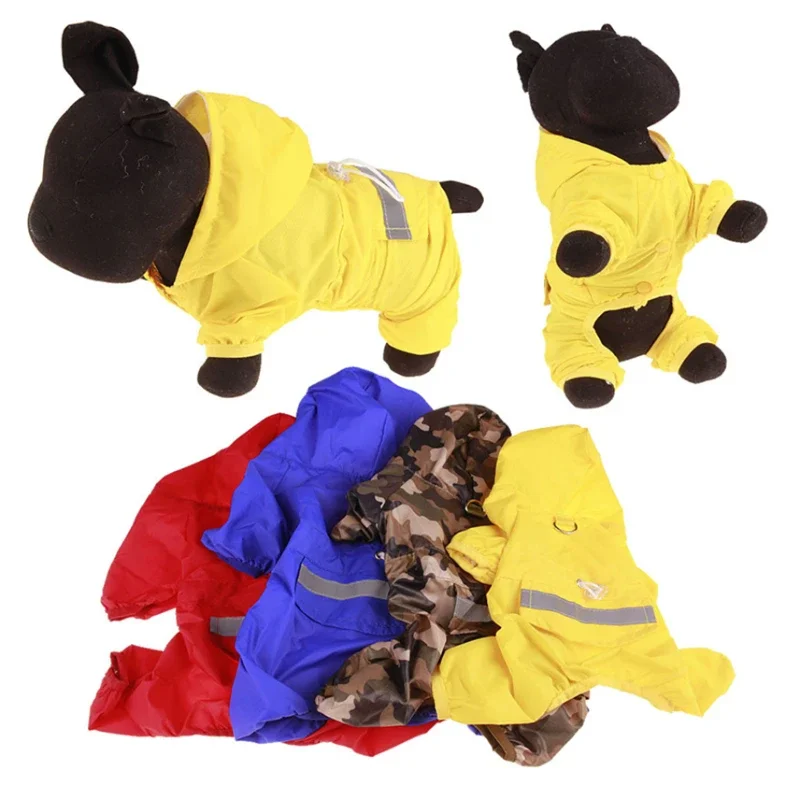 Pet Dog Rain Coat Clothes Puppy Casual Cat Raincoat Waterproof Jacket Outdoor Rainwear Hood Apparel Jumpsuit Pet Supplies