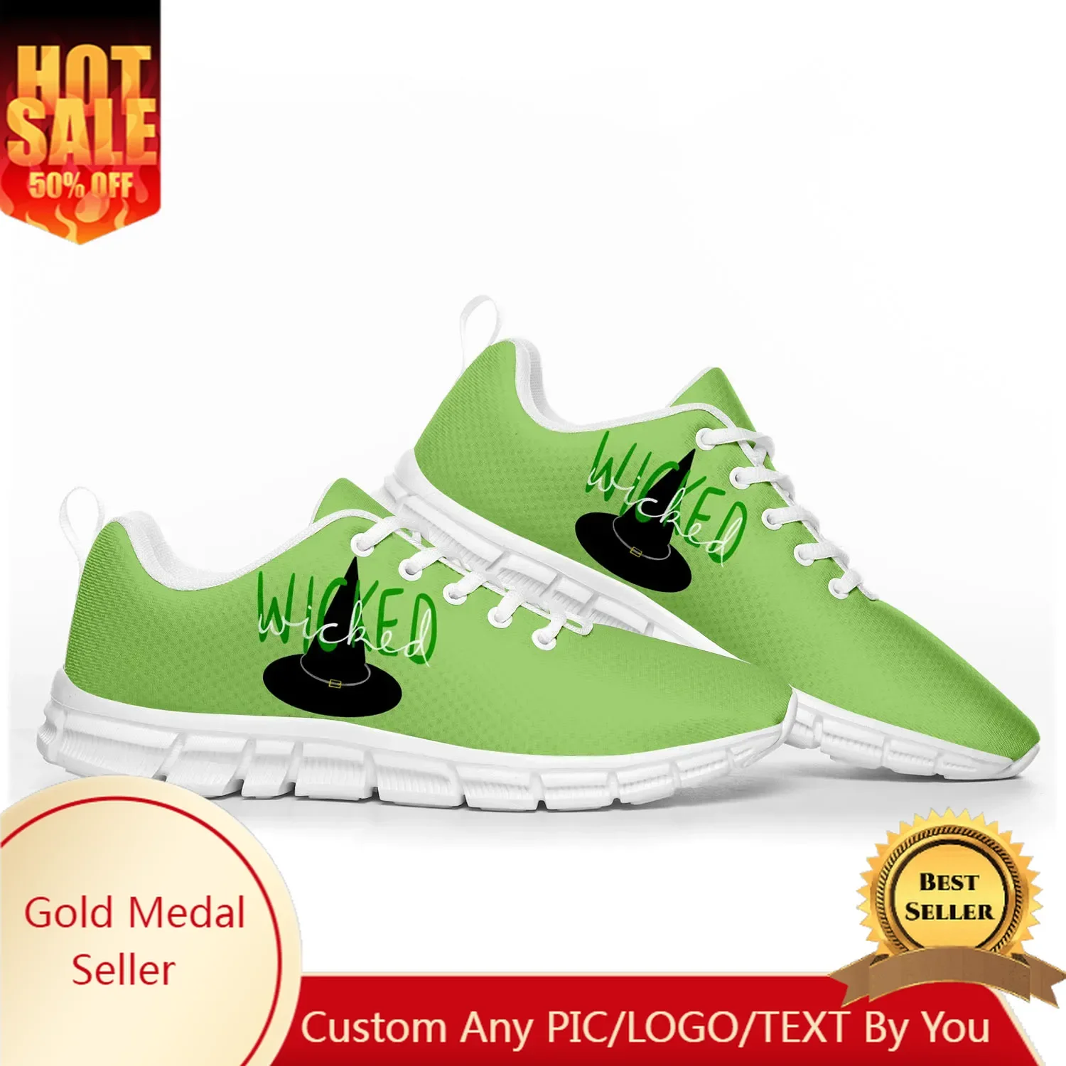 WICKED He Musical Elphaba Wicked Witch Sports Shoes Mens Womens Teenager Sneakers Parent Child Sneaker Custom Shoe