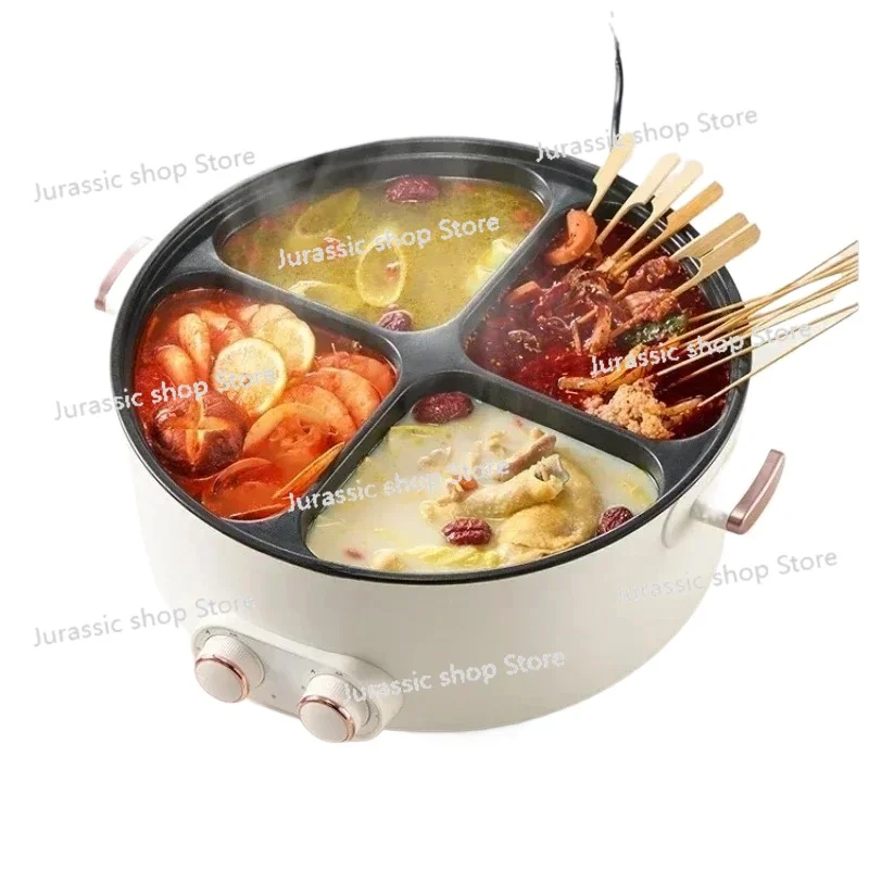 

Household 6-liter Capacity Integrated Hot Pot Electric Caldron Colorful Mandarin Duck Electric Pot Four-Grid Multi Functional