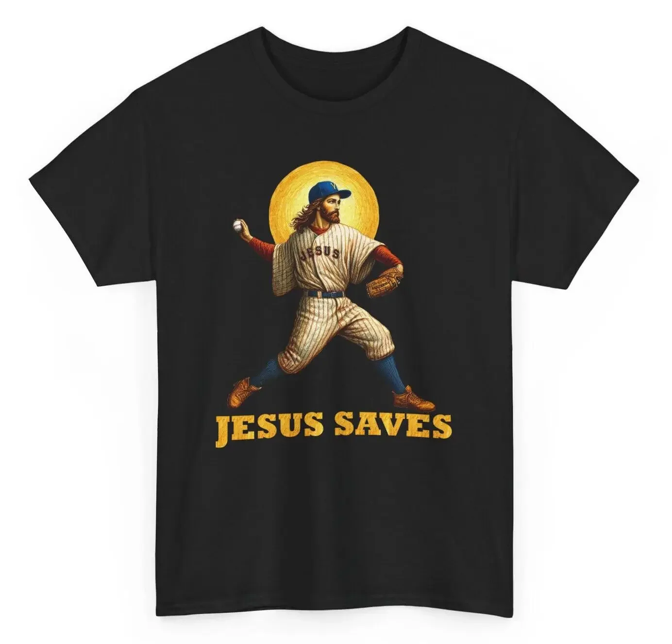 

Vintage Baseball Sport Jesus Saves Christian Faith T-Shirt 100% Cotton O-Neck Short Sleeve Summer Casual Mens T-shirt Size S-3XL
