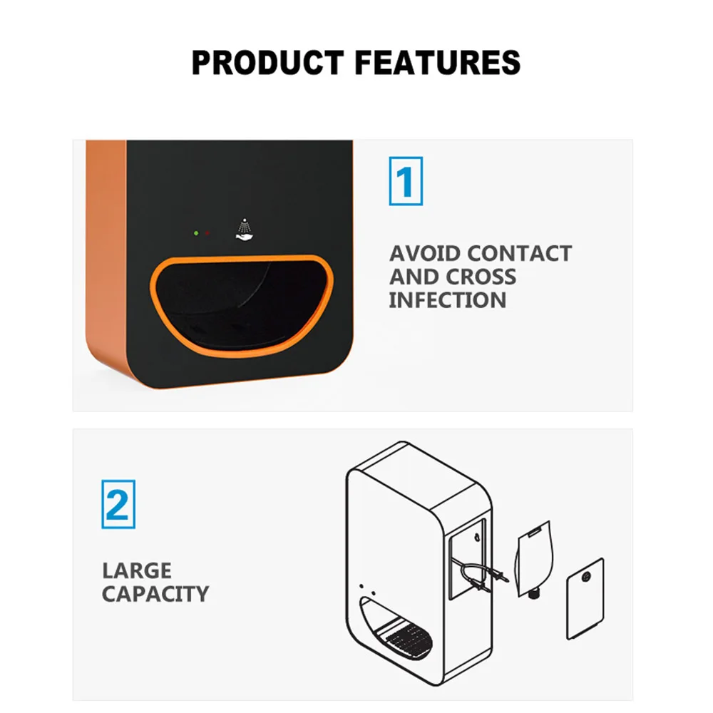 Public Touchless Hand Disinfection Machine Automatic Drops Soap Dispenser Wall-mounted Sensor