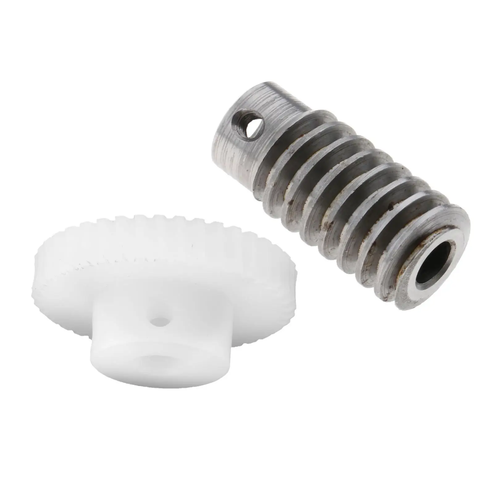Steel Worm Drive Gear Shaft Set 0.8 Modulus Precision Gearbox Parts Replacement for Worm Gear Motor