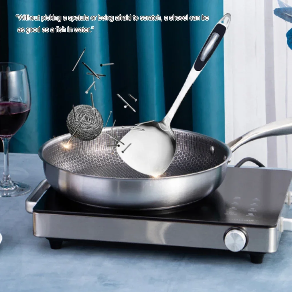 Restaurant Multifunctional Stainless Steel Deep Frying Pot Meat Non-stick Cooking Flat Pan Kitchen Gadget 24cm