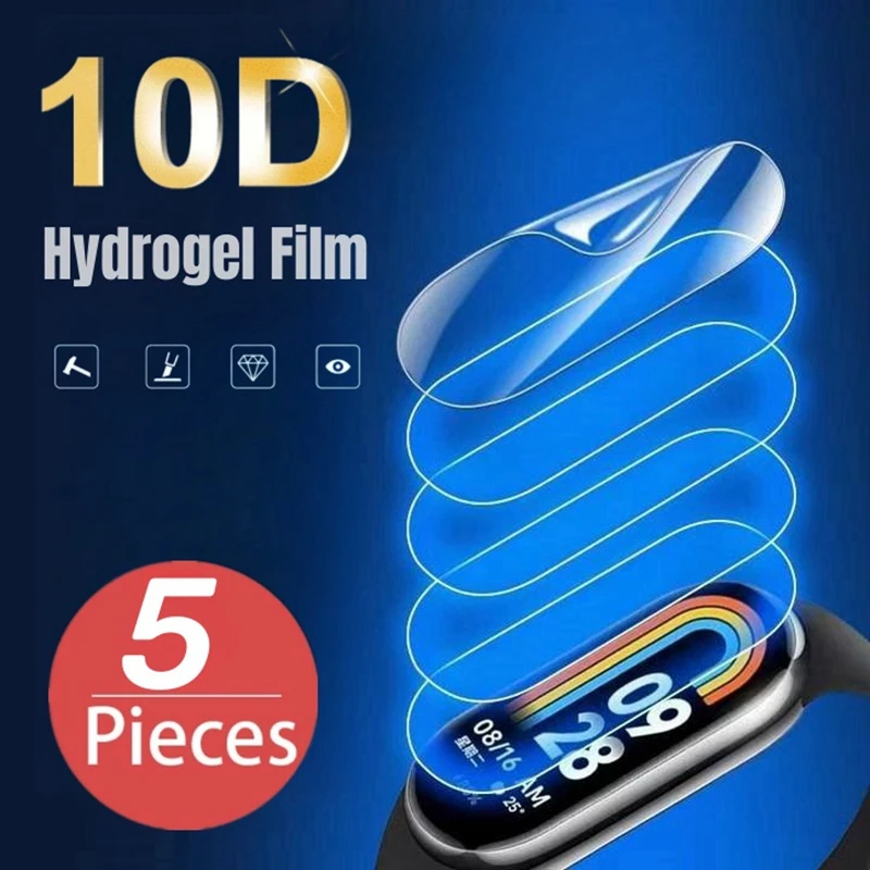 5PCS Hydrogel Film For Xiaomi Mi Band 8 7 Smartband Accessories Full Cover Protective Watch Screen Protector