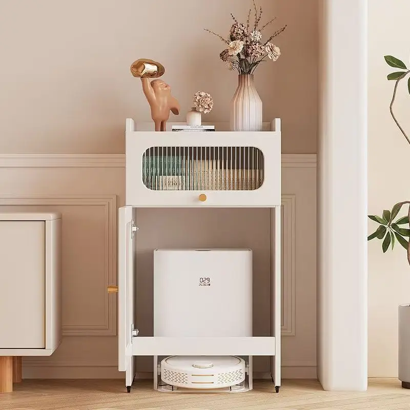 Mobile tea cabinet, living room crack storage, storage rack, sweeping robot storage, corner rack, tea table