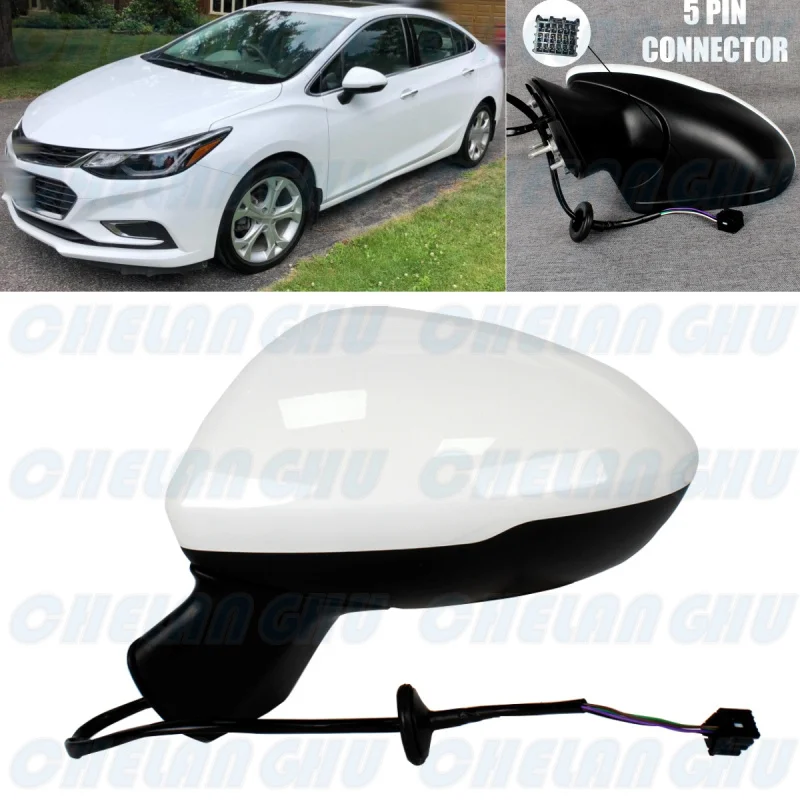 

For Chevrolet Cruze LHD 2016 2017 2018 2019 Left Side 5 Pins White Painted Heated Power Adjust Blind Line Mirror Assembly