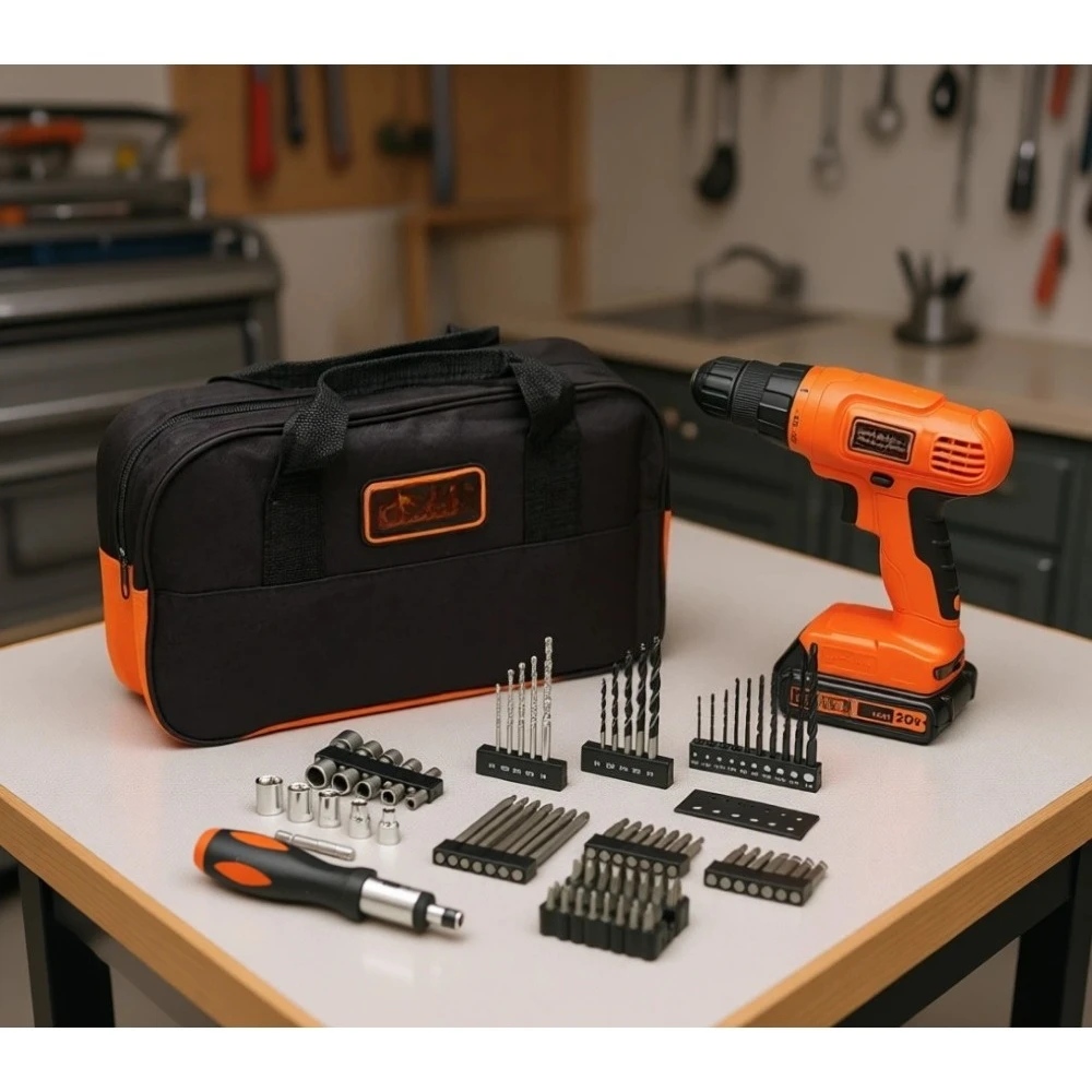 

20V Cordless Drill and Driver Kit 100 Piece Tool Set with Battery and Charger for Home Use