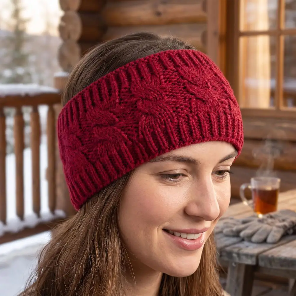 Weather Ear Protection Winter Knitted Headband for Women Fleece Lined Thermal Hair Band Plush Ear Warmer for Weather for Women