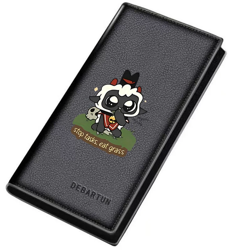 Lamb grass stop tasks. Cute cartoon image. Men's Long Wallets Business Stylish Printing Design Casual Use Christmas Valentine's