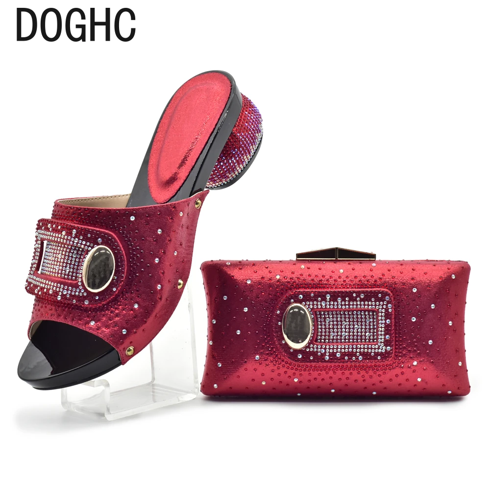 

Ladies Italian Shoes and Bag Set Decorated with Rhinestone Matching Shoes and Bag Set In Heels Women Comfy Platform Sandal Shoes