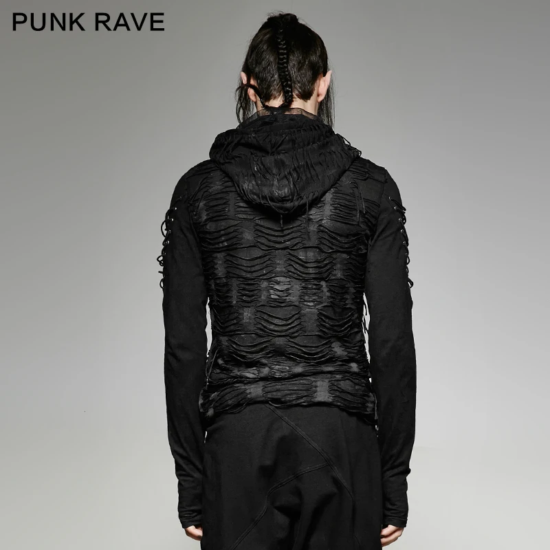 Punk Rave Black Men's Rock Style Hoodie T-shirt T438
